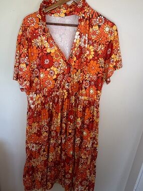 Retro seventies floral dress 3X